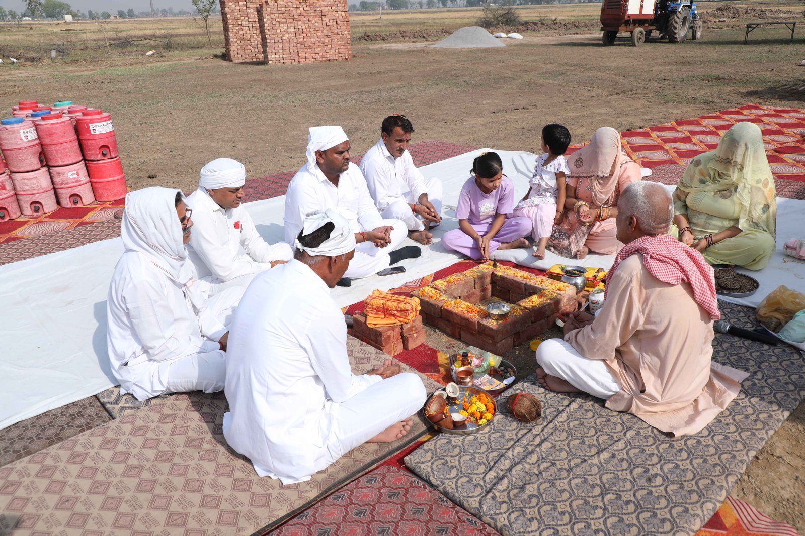 Foundation ceremony with community members